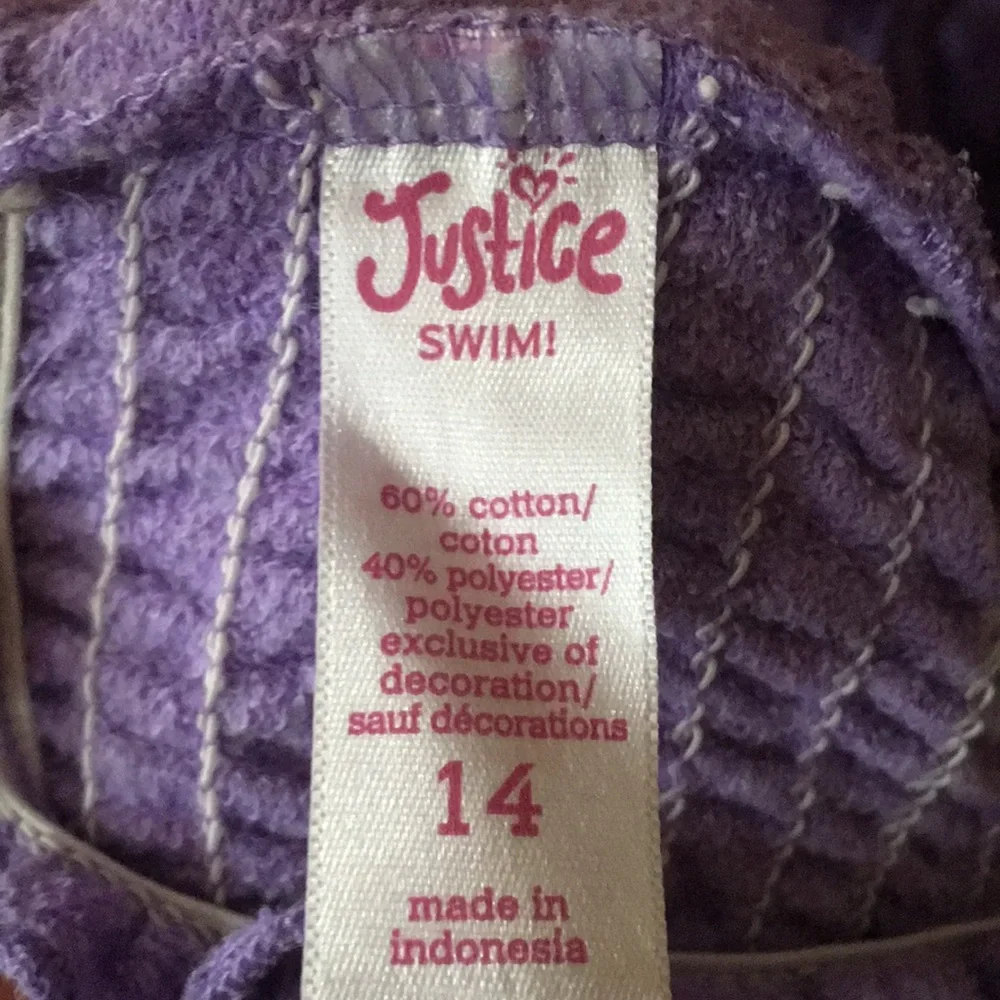 Original Justice Purple Halter swim cover size 14